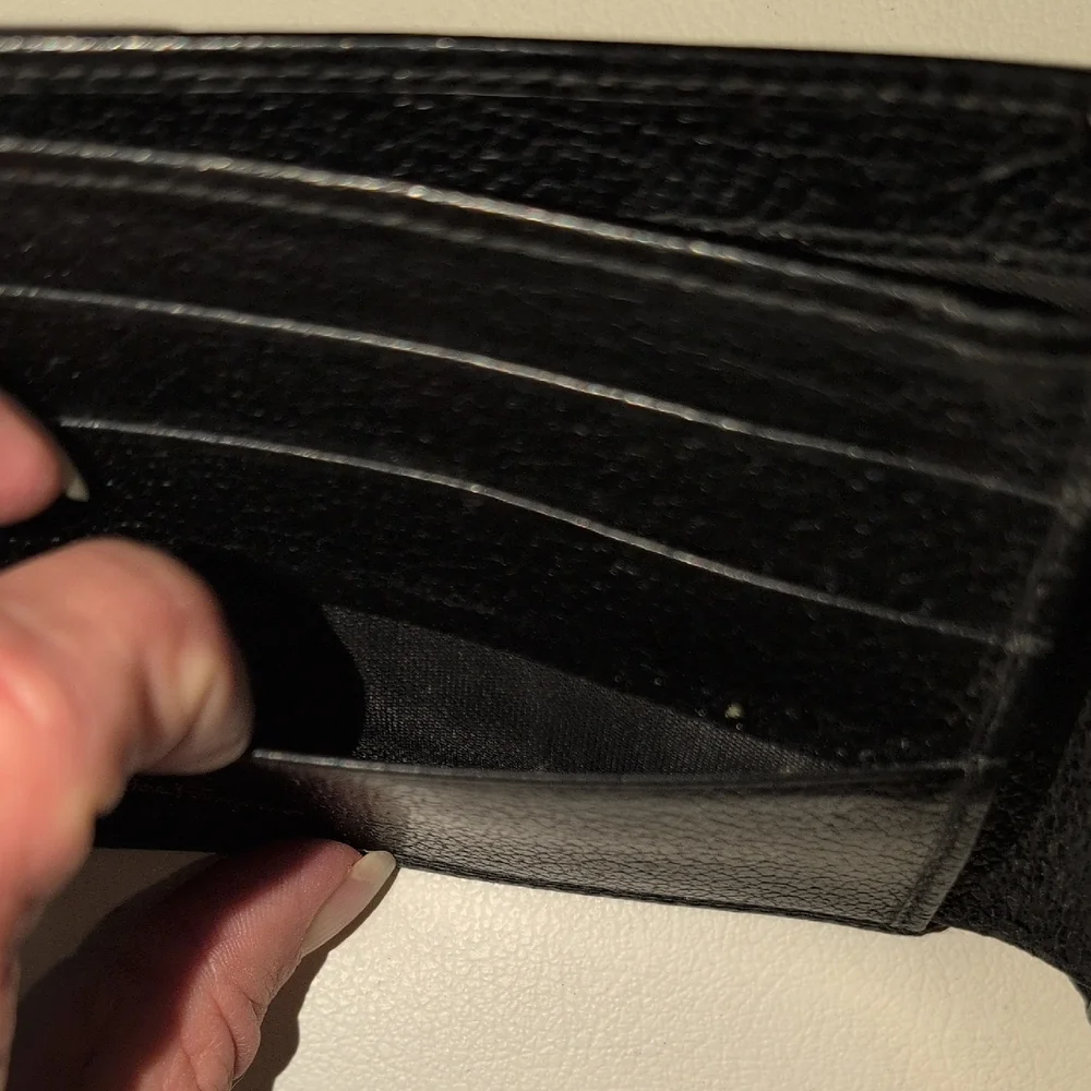 Salvatore Ferragamo Black Italain Leather Bifold Wallet With Coin Pouch